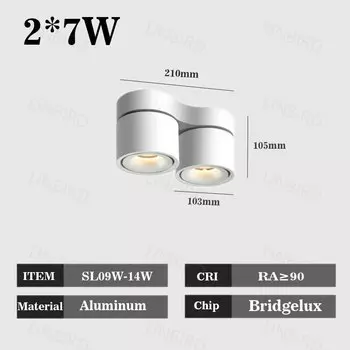 Потолочный светильник LINBIRD, круглый, алюминий, двойная головка, 220В