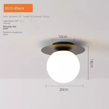 Потолочный светильник LZPZ RUI, стеклянный шар, черное золото