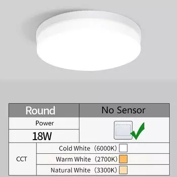 Потолочный светильник MING&BEN, круглый/квадратный, теплый белый/холодный белый/натуральный белый