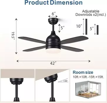 Потолочный вентилятор с подсветкой Artpad 42 дюйма