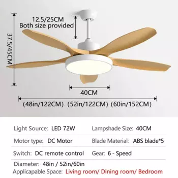 Потолочный вентилятор с подсветкой INTELLIGENT FAN 60 дюймов современный