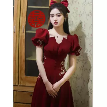 Потрясающая одежда, Новинка весна-лето 2024, свадебное обручальное платье для невесты, темпераментное вечернее платье с коротким рукавом, женское платье