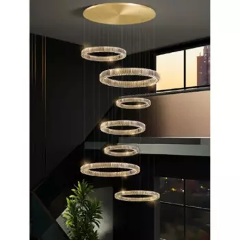 Потрясающие Роскошные Большие каскадные хрустальные кольца, подвесная люстра, Современное украшение для лестницы, гостиной, отеля, зала, искусство