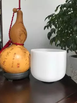 Поющая чаша из матового кристалла для заживления, белая чаша, чакра для горла Note G, 10 дюймов