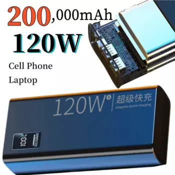 Power Bank для XIAOMI 120 Вт 200000 Супер быстрая зарядка мАч, портативная батарея для ноутбука большой емкости для Samsung iPhone