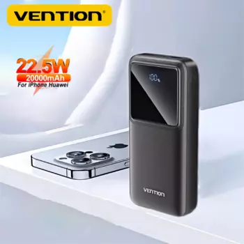 Power Bank Vention 20000 мАч, быстрая зарядка Powerbanks, портативное внешнее зарядное устройство 22,5 Вт для Iphone 16, ноутбука Samsung Xiaomi