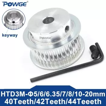 POWGE 40 42 44 зубца HTD 3M Отверстие шкива ГРМ 5/6/6,35/7/8/10/12/14/15/16/18/19/20 для ремня HTD3M ширина 6/10/15 мм 40T 42T 44T
