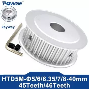 POWGE 45 ЗУБОВ HTD 5 м Синхронный шкив Диаметр 8/10/12/14/15/16/17/19/20/22/25 мм для Ширина 15/20 мм HTD5M Шестерни 45 ЗУБОВ 45 T