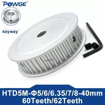 POWGE 60 Зубы HTD 5 м Синхронный шкив Диаметр 6/8/10/12/14/15/16/20/25 мм для Ширина 15/20 мм HTD5M Шестерни колеса 60 Зубы 60 T