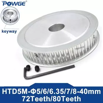 POWGE 80 зубы HTD 5 м Синхронный шкив Диаметр 8/10/12/15/16/17/19 мм/20 мм/22 мм для Ширина 15/20 мм HTD5M Шестерни шлифовального круга 80 зубы 80 T