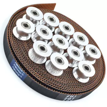POWGE 2GT-7.7mm open belt and 20Teeth 2GT idler pulley kit