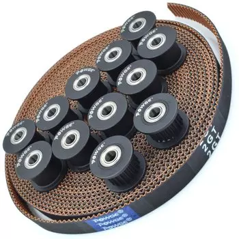 POWGE Silver Creality K1 Max Комплект 3,5 метра 2GT-7,7 RF Открытый зубчатый ремень 10 шт. 20 зубьев 2GT Натяжной шкив Отверстие 4 мм 3D-принтер