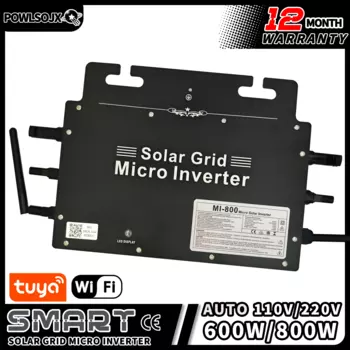 Powlsojx 800 Вт 600 Вт умный сетчатый привязанный Микро солнечный инвертор Tuya WIFI авто 220/110 в 18-50 В постоянного тока Входной чистый синусоидальный микроинвертор IP65