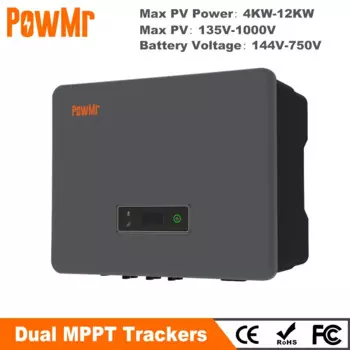 PowMr трехфазный двойной MPPT трекеры гибридный солнечный инвертор 220 В 4 кВт 5 кВт 6 кВт 8 кВт 10 кВт 12 кВт Чистая синусоида Инвертор BMS Max PV 1000 в