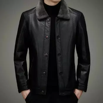 Повседневная кожаная куртка для мужчин, сезон осень-зима, плюшевое теплое пальто, утепленные куртки из натуральной кожи, мужская одежда, куртки LM
