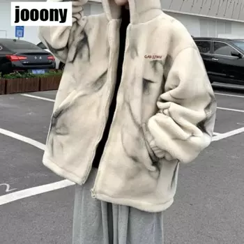 Повседневная модная одежда в стиле Харадзюку с утолщенными лацканами, мужское модное пальто из искусственного меха, зима-осень, теплая куртка из овечьей шерсти с капюшоном, универсальная