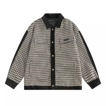 Повседневная винтажная клетчатая куртка, мужская мода, осень-зима, контрастные цвета, вельветовое лоскутное свободное мужское пальто с отложным воротником