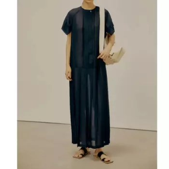 Повседневное свободное плиссированное платье с круглым вырезом и коротким рукавом