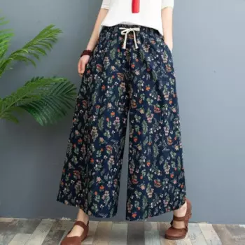 Повседневные брюки с широкими штанинами, стильные женские брюки с эластичным поясом и широкими штанинами с карманами, удобные хлопковые и льняные повседневные брюки на лето