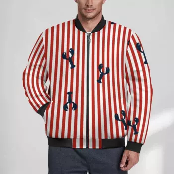 Повседневные куртки с лобстером, водонепроницаемые ветровки в белую и красную полоску, мужские пальто на заказ, осенняя модная свободная куртка большого размера