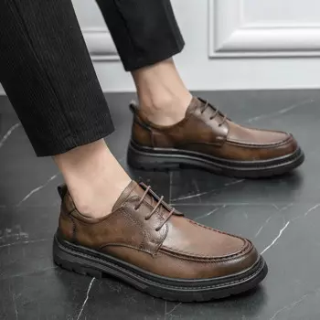 Повседневные Модные мужские официальные туфли на плоской подошве в британском деловом стиле высококачественные Туфли-оксфорды из натуральной кожи весна-осень