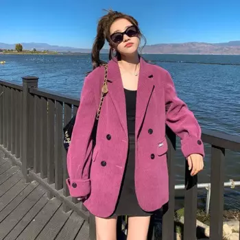 Повседневные вельветовые пиджаки, пиджаки, для женской одежды, новинка 2024, корейские весенне-осенние пиджаки, офисные женские костюмы, топы