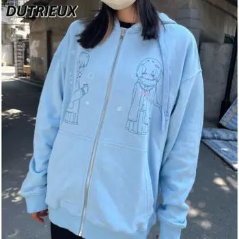 Повседневный Кардиган, куртка, милая Новинка 2024, пальто на молнии, двухмерное модное женское пальто в японском стиле на весну и осень