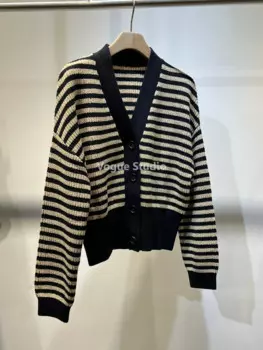 Повседневный летний хлопковый кардиган с длинным рукавом и V-образным вырезом