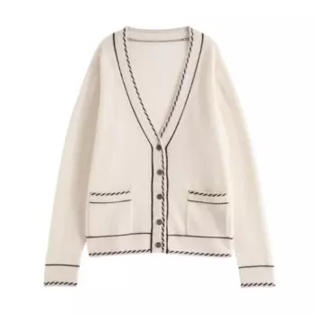 Повседневный мягкий 100% кашемировый кардиган с v-образным вырезом и карманами