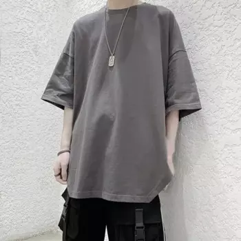 Повседневный однотонный пуловер с длинным рукавом, футболка для мужчин, сезон весна-осень 2023, летняя мужская футболка оверсайз с круглым вырезом