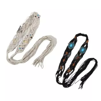 Повседневный поясной ремень Cowgirl, винтажный пояс в богемном стиле, женский пояс Cowgirl, элегантный тканый Beads Western