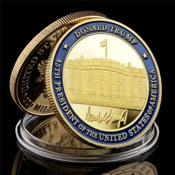 Позолоченная монета с изображением Дональда Трампа SMJY