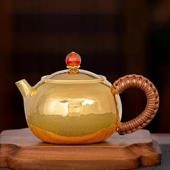Позолоченный чайник Xishi, чистое серебро 99,9%, один серебряный чайный сервиз ручной работы, маленький серебряный горшок для дома