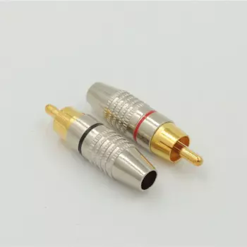 Позолоченный RCA штекер разъем аудио видео соединитель Блокировка кабеля адаптер красный + черный