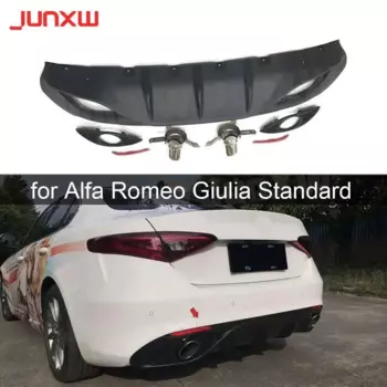 Спойлер заднего диффузора из полипропилена со стальным выхлопом для Alfa Romeo Giulia Standard 16-19, спортивный задний бампер, комплекты кузова