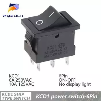 PQZULK черный кулисный переключатель KCD1 KCD4 6-контактный