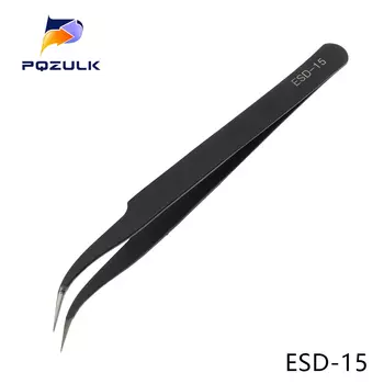 1 шт. ESD-10/11/12/13/14/15 антистатические пинцеты из нержавеющей стали, промышленные прецизионные изогнутые прямые пинцеты, инструмент для обслуживания