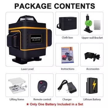 Pracmanu 16-линейный 4D лазерный уровень, горизонтальный и вертикальный крест, супер мощный, автоматический самовыравнивающийся лазерный уровень с зеленой линией