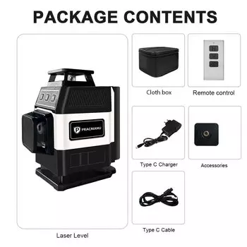 Pracmanu Мини 3D/4D лазерный уровень зеленый луч