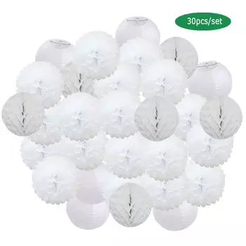 Праздничный декор: фонарики и помпоны