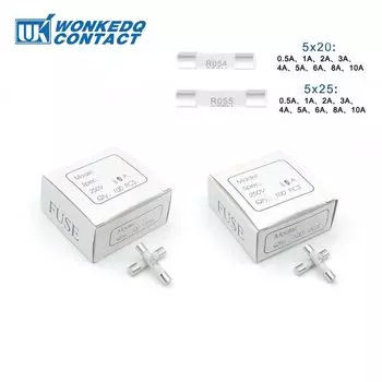 Плавкие предохранители WONKEDQ 5x25 мм, 5x20 мм, 0.5A-10A