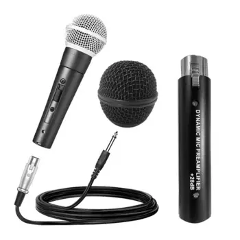 Предусилитель для динамического микрофона DM1 + микрофон SM58SK + решетка микрофона 28DB, аксессуары для динамического и пассивного ленточного микрофона