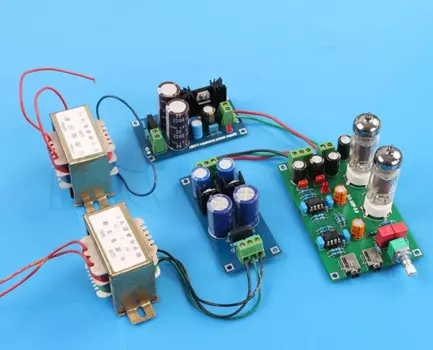 Предусилитель с вакуумной трубкой класса A 6J5, Hi-Fi усилитель для наушников, плата с трансформатором и выпрямителем, полный комплект