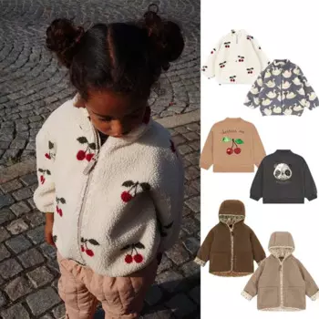 Предварительная продажа (отправка в октябре) 2024 KS зимняя куртка из овечьей шерсти с капюшоном для девочек сверкающая куртка для мальчиков и девочек утепленная