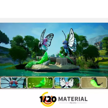 [Предзаказ] 1/20 фигурка из смолы [MEGAZZ] - Caterpie & Metapod & Butterfree & Ash' Butterfree & Pink Butterfree & Extra base