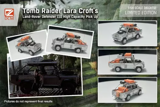 **Предзаказ** Литая под давлением модель автомобиля DCM 1:64 Land Rover Defender Tomb Raider Limited999