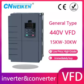 Преобразователь частоты VFD, 22 кВт, 440 В, трехфазный вход, 3 фазы, 440 В, выход токарного станка, контроль скорости двигателя, конвертер VFD