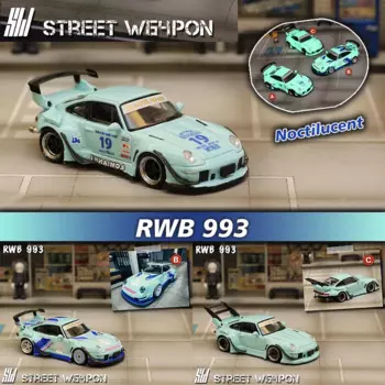 PreSale SW 1:64 RWB 993 фосфоресцирующая Коллекционная Миниатюрная модель автомобиля под давлением Baby Blue