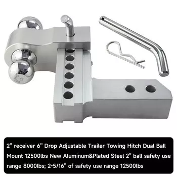 Приемник 2 дюйма, 6 дюймов, регулируемое сцепное устройство для буксировки прицепа, двойное шаровое Крепление фунтов