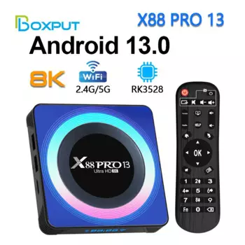 Приставка Смарт-ТВ Boxput X88 Pro 13 на базе Android 2,4, Rockchip RK3528, четырехъядерный процессор, 4 ГБ, 64 ГБ, 8K, декодирование видео ГГц, 55, 6 BT5.0, ТВ-приставка